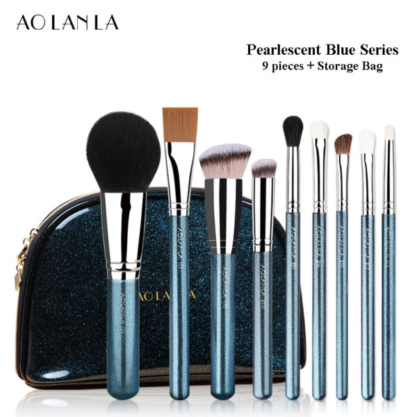 Pearlescent Blue 9-Piece Brush Set