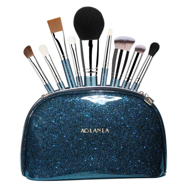 Pearlescent Blue 9-Piece Brush Set