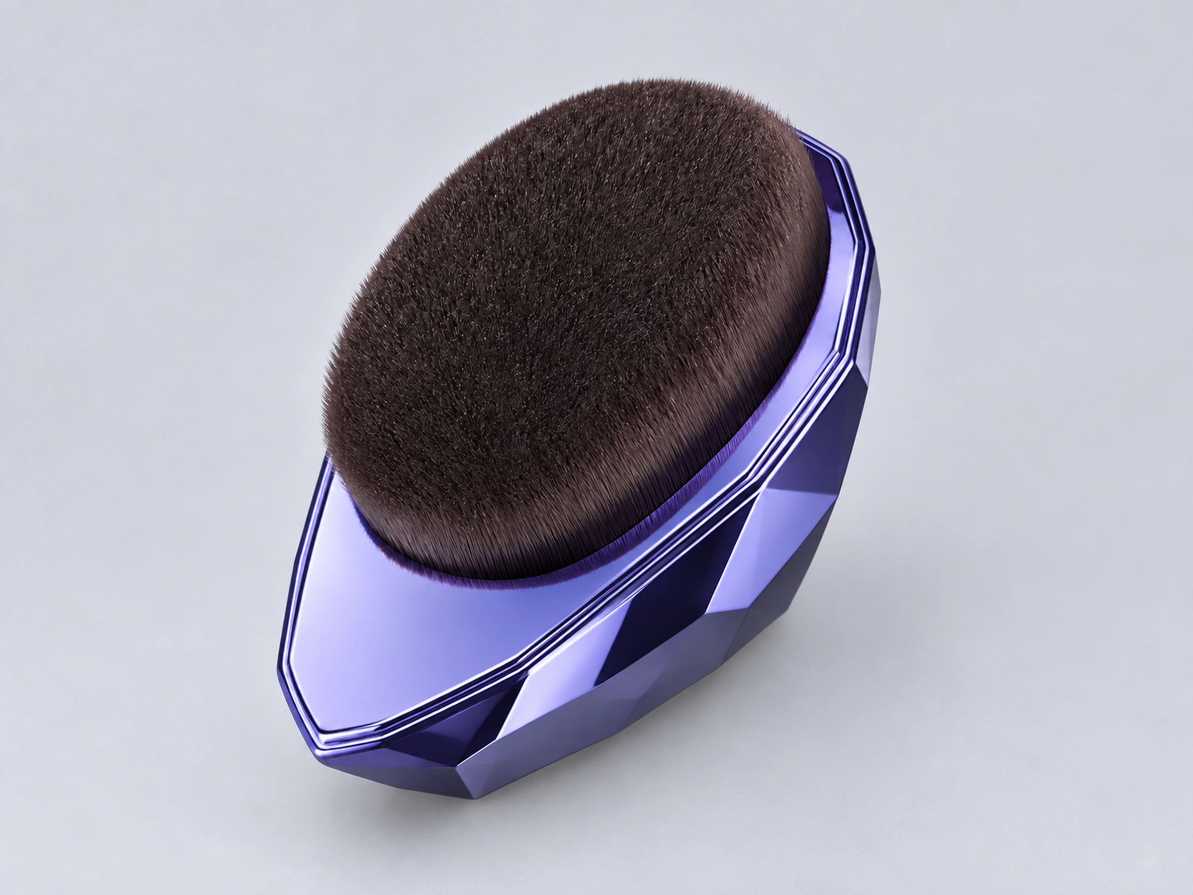 Diamond brush dense dark oval synthetic working surface with violet faceted ABS grip