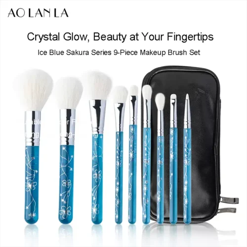 Ice Blue Sakura 9-Piece Brush Set