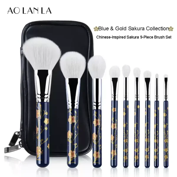 Blue Sakura 9-Piece Brush Set