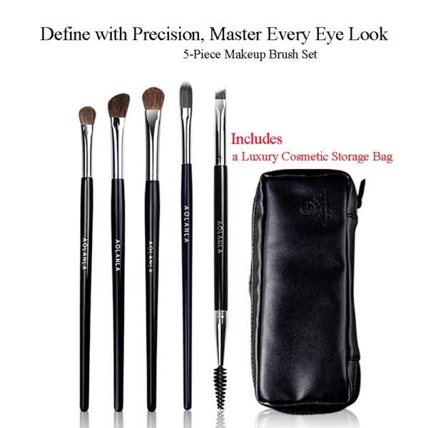 Black 5-Piece Eye Brush Set with Pouch