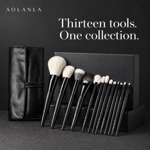 All thirteen Black13 brushes with the black storage roll and presentation shown