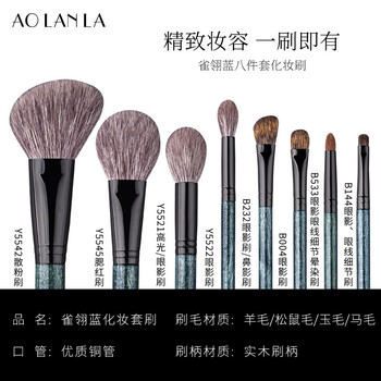 Peacock Blue 8-Piece Brush Set
