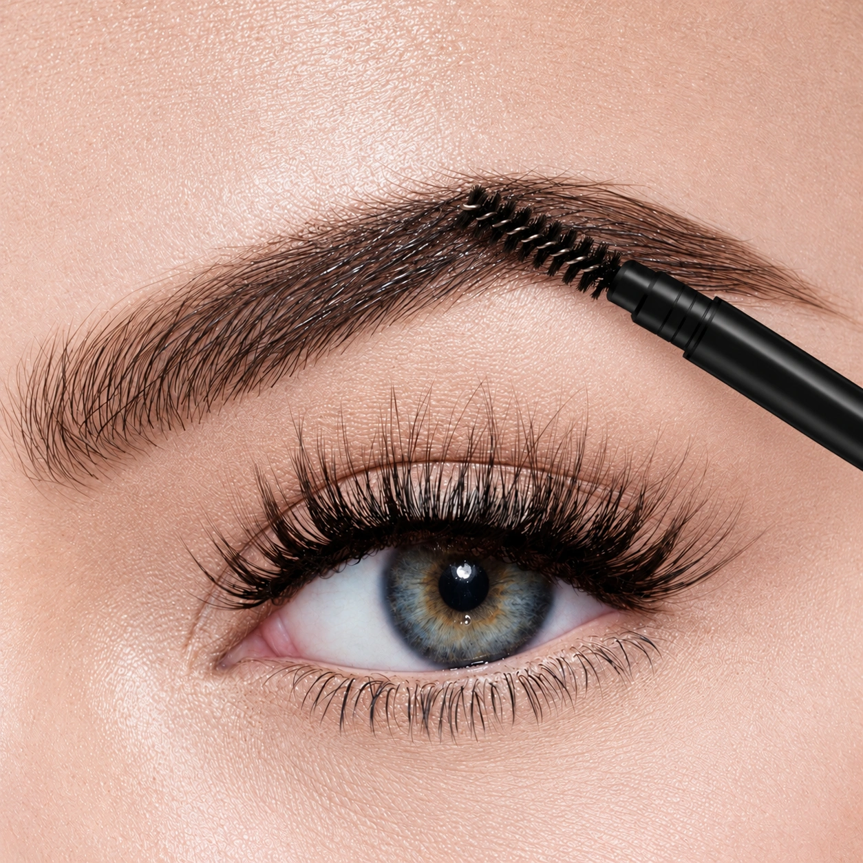 Built-in spoolie grooming a natural brow