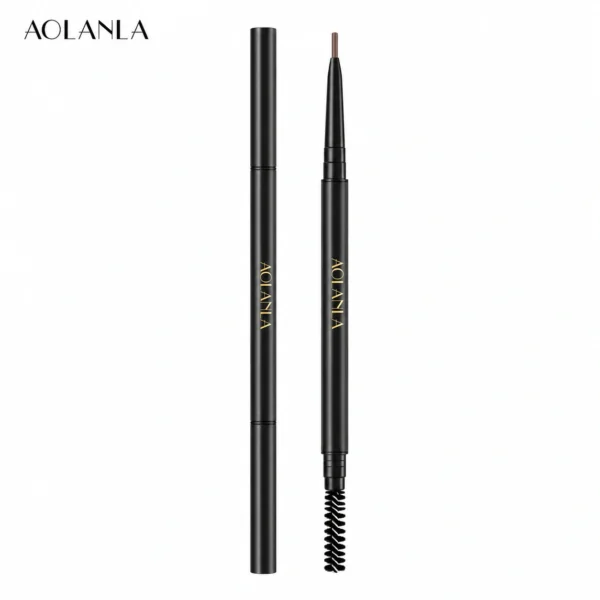 One AOLANLA Natural Brown brow pencil shown capped and uncapped