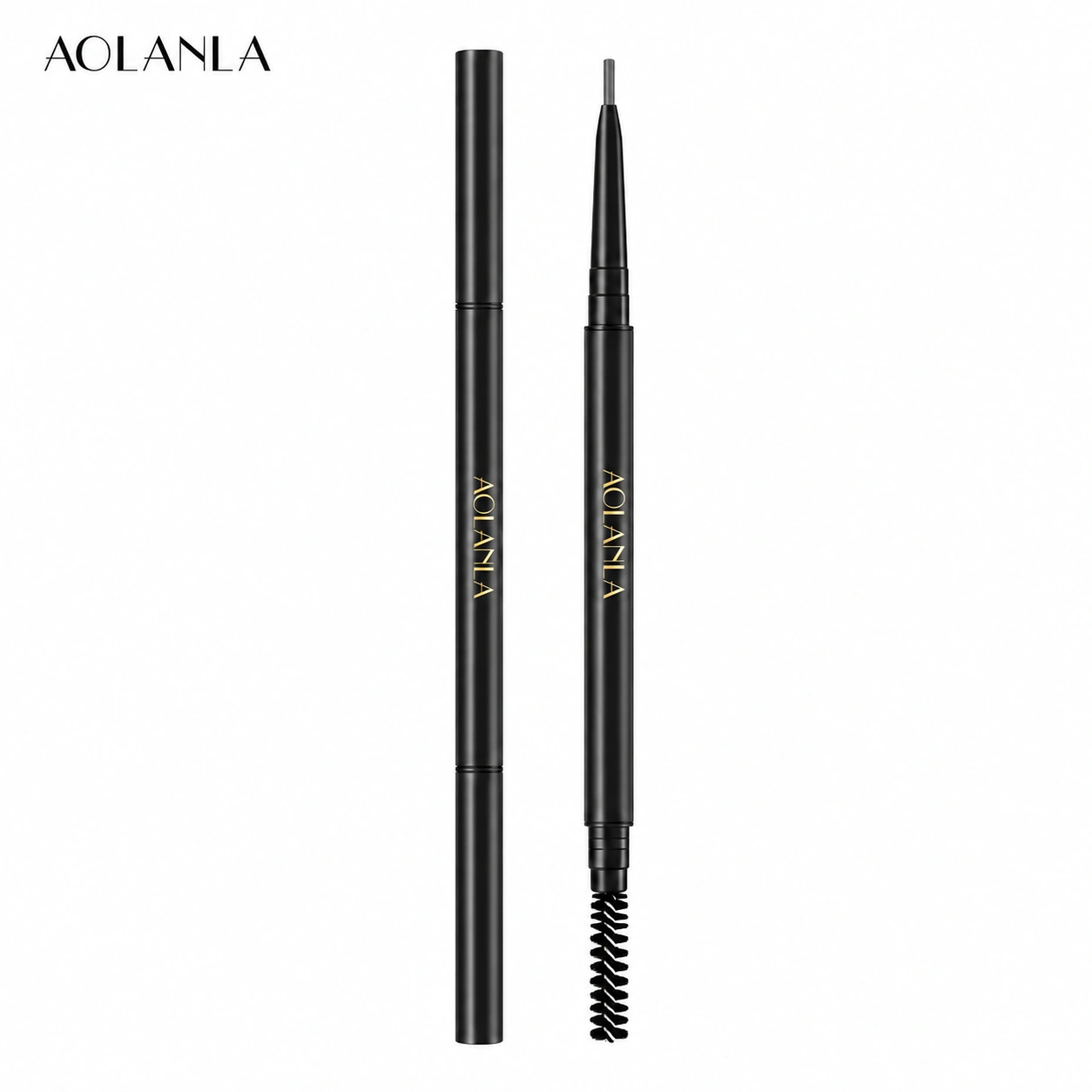 One Ash Grey dual-ended brow pencil shown capped and uncapped