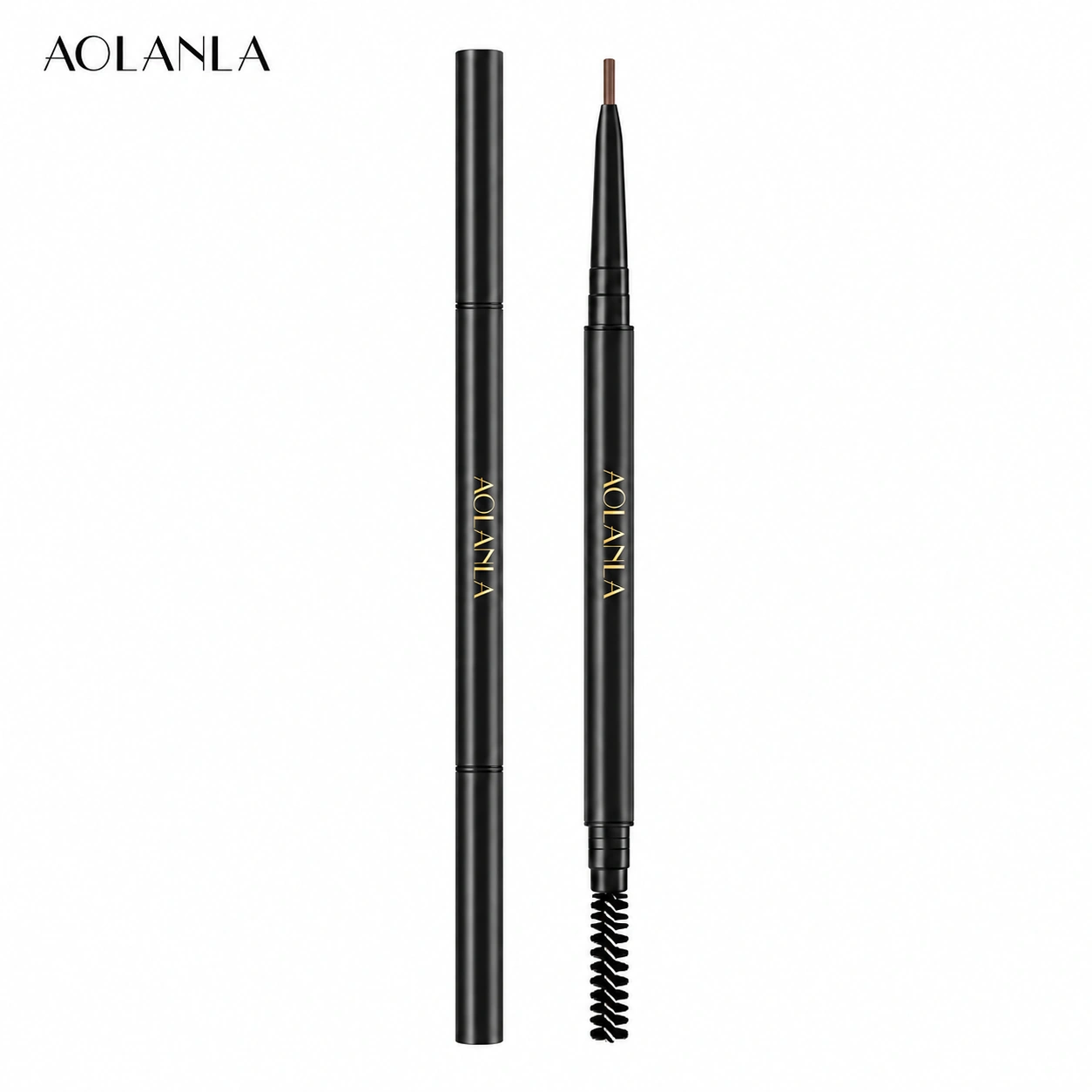 One Milk Tea Brown dual-ended brow pencil shown capped and uncapped