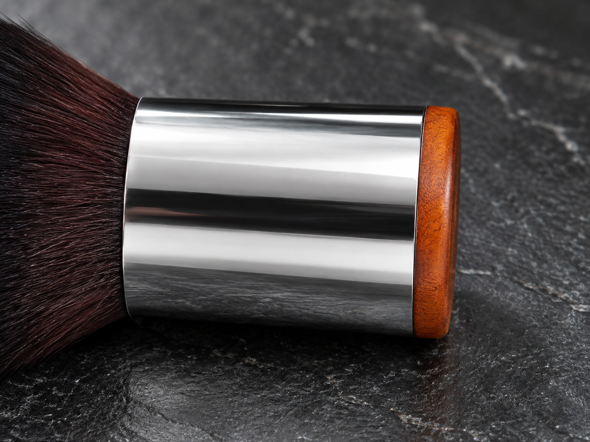 Original No124 short polished silver-tone grip and natural wood base junction