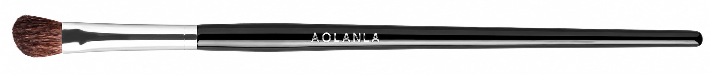 Complete single No.13 angled brush, from compact brown head to black handle end