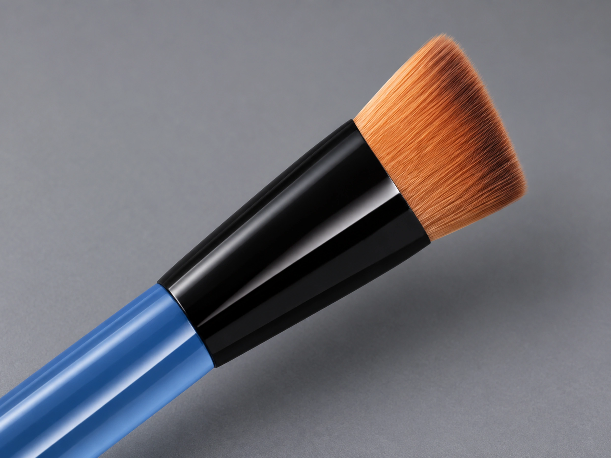 Original No131 orange-brown flat sloped foundation brush head and glossy black junction