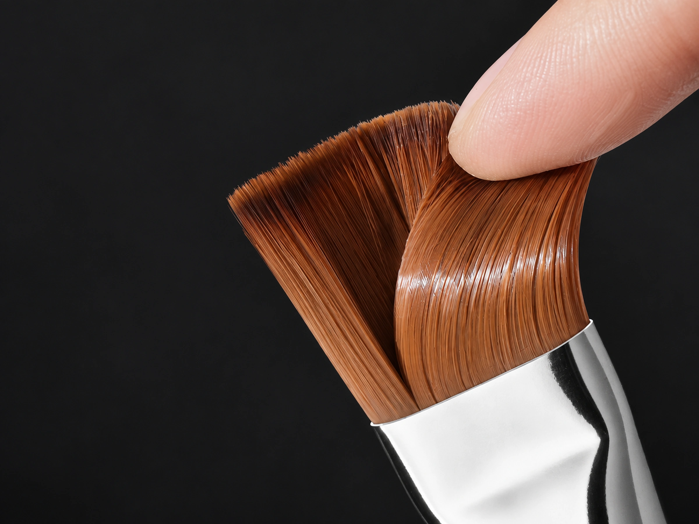 The real brown No191 fibre bundle gently bending beneath a single fingertip