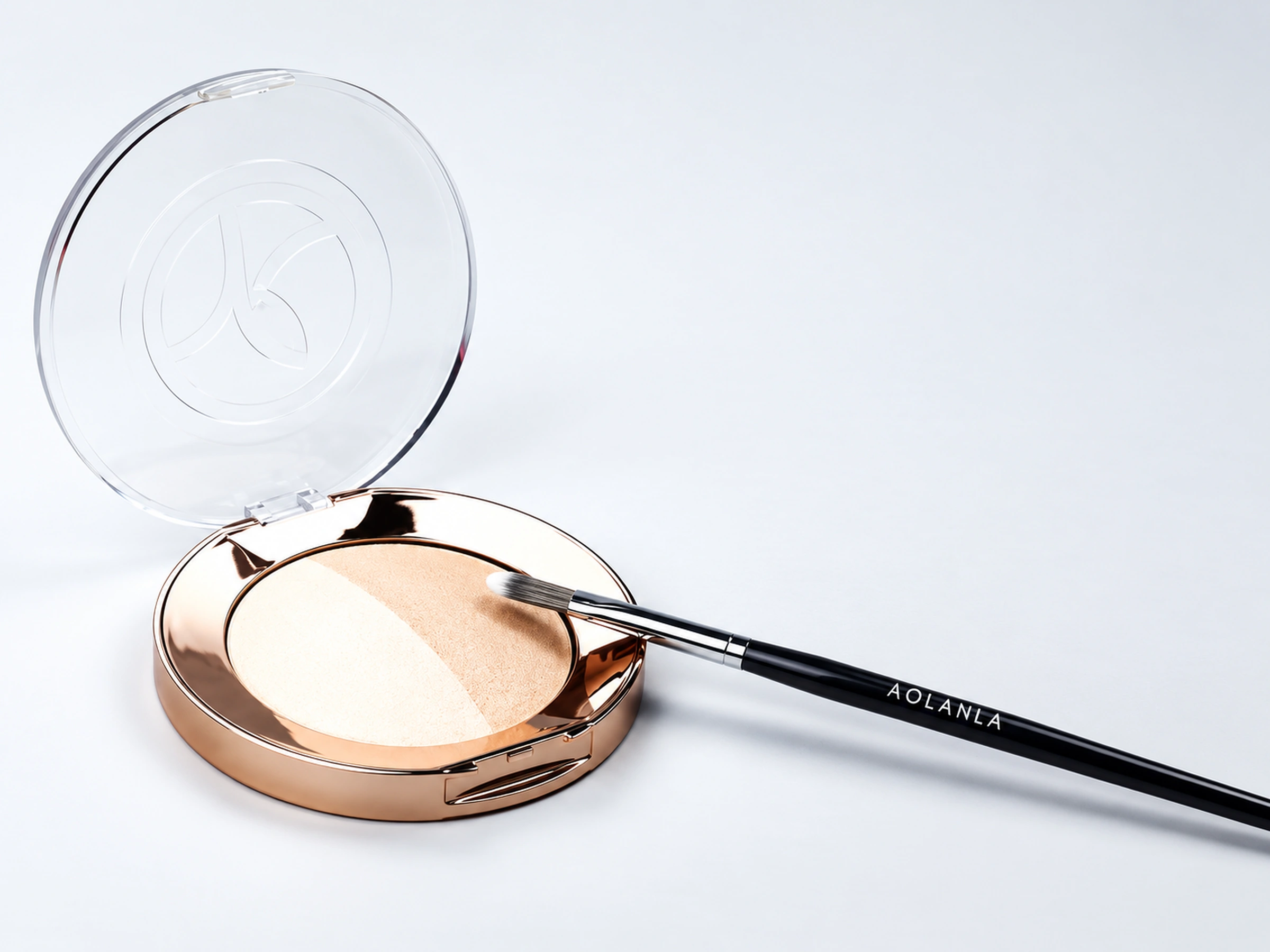 The exact 45 brush touching a pressed-powder compact in the contact demonstration