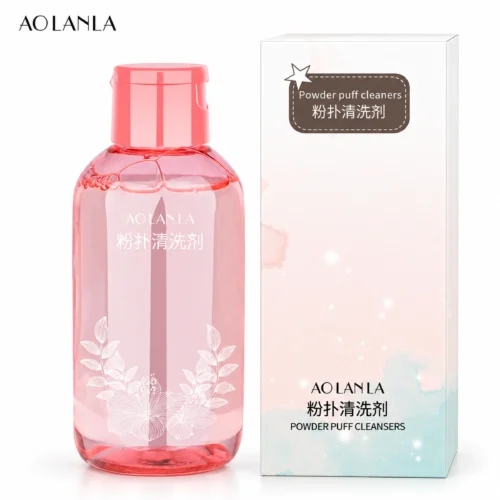 Complete 150 ml AOLANLA pink cleanser bottle and its actual carton on white