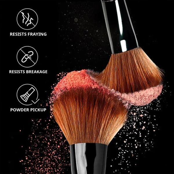 AOLANLA makeup brush fibres picking up powder, original JD photograph with English labels