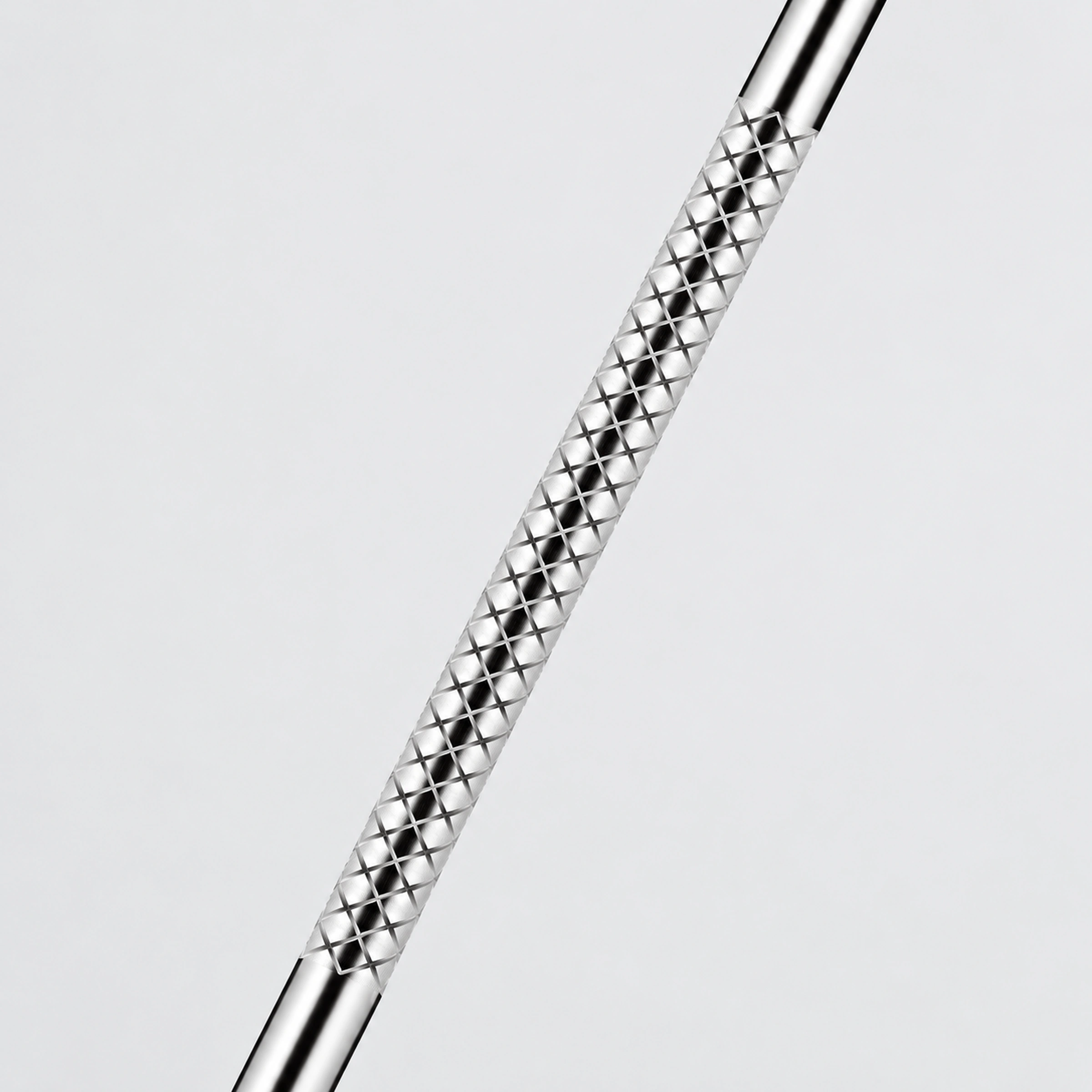 Diamond-pattern knurled handle of the needle-and-loop tool