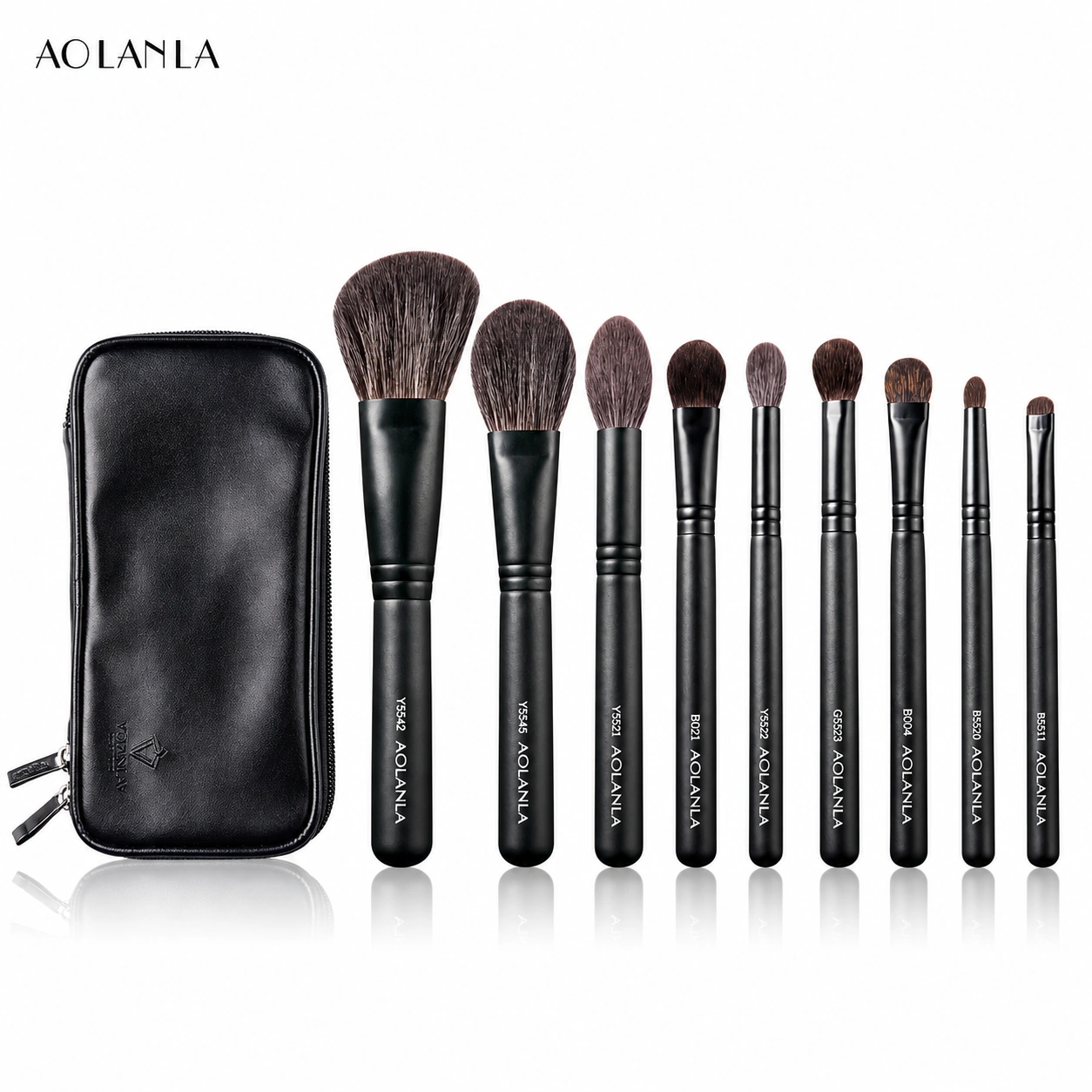 Complete Zhumo nine brushes and included black zip pouch