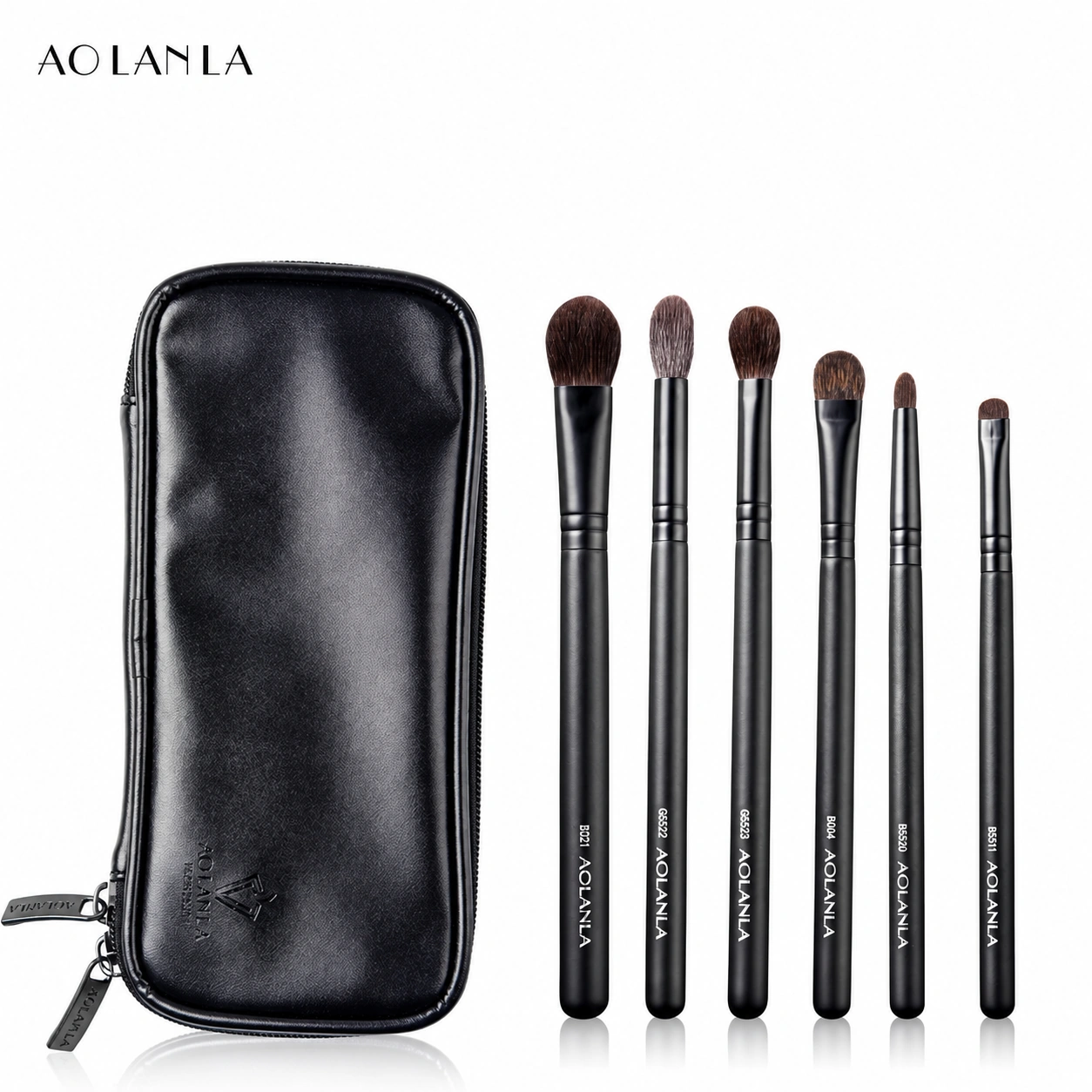 Complete Zhumo six eye brushes and included black zip pouch
