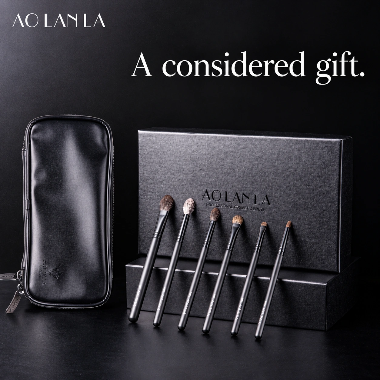 Six Zhumo brushes with original pouch and graphite packaging