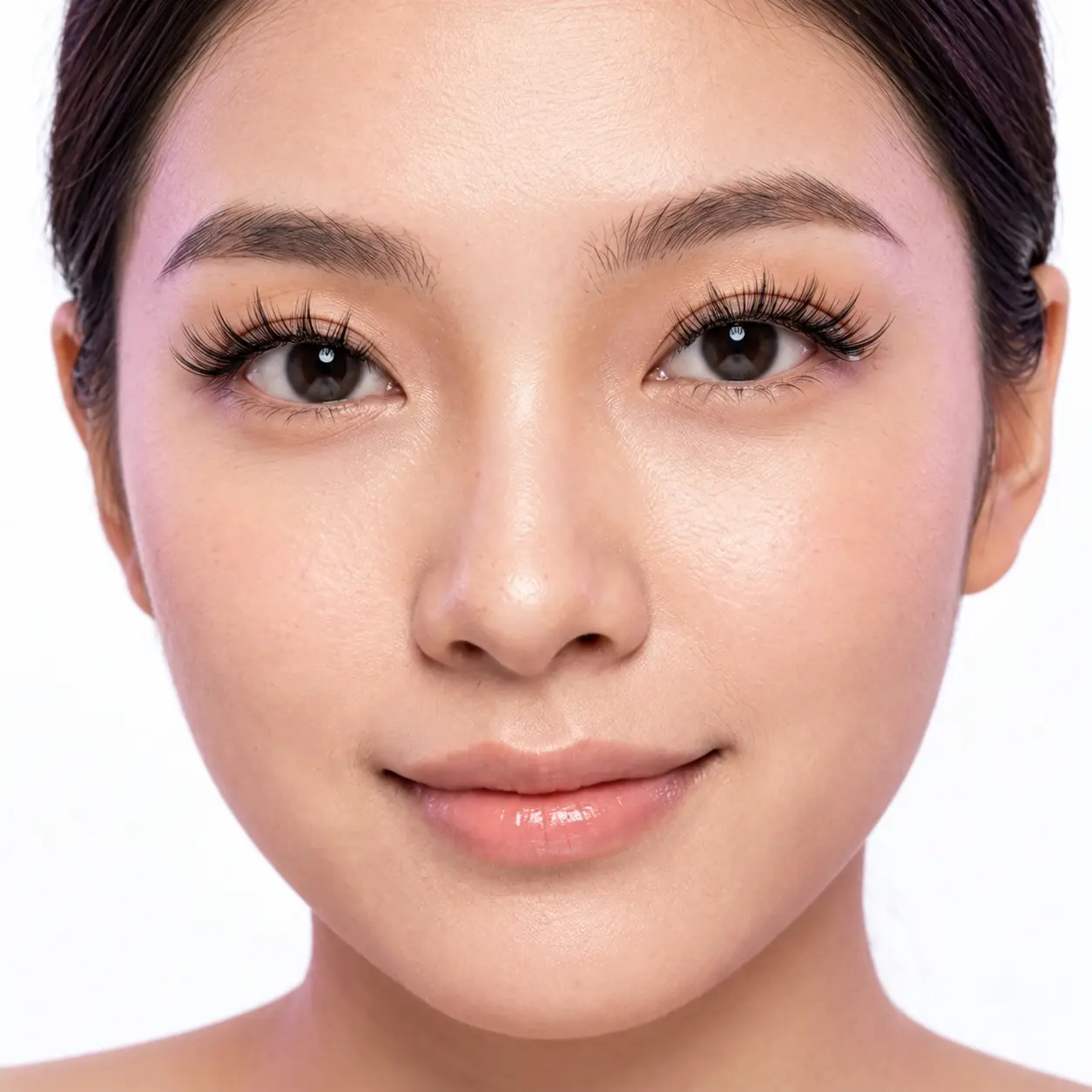 Front portrait showing the balanced eye look created with AOLANLA sunflower lash clusters
