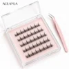 AOLANLA glue-free natural sunflower lashes with pink angled tweezers