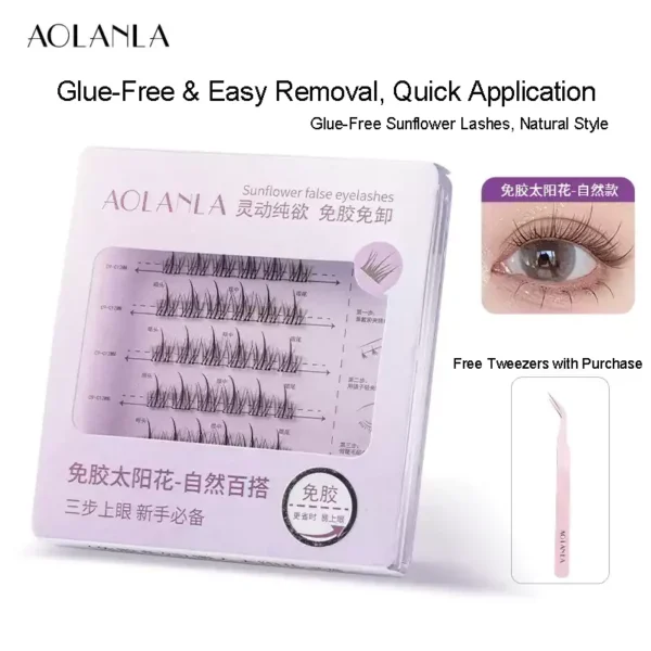Glue-Free Natural Sunflower Lashes with Clear Adhesive Strip