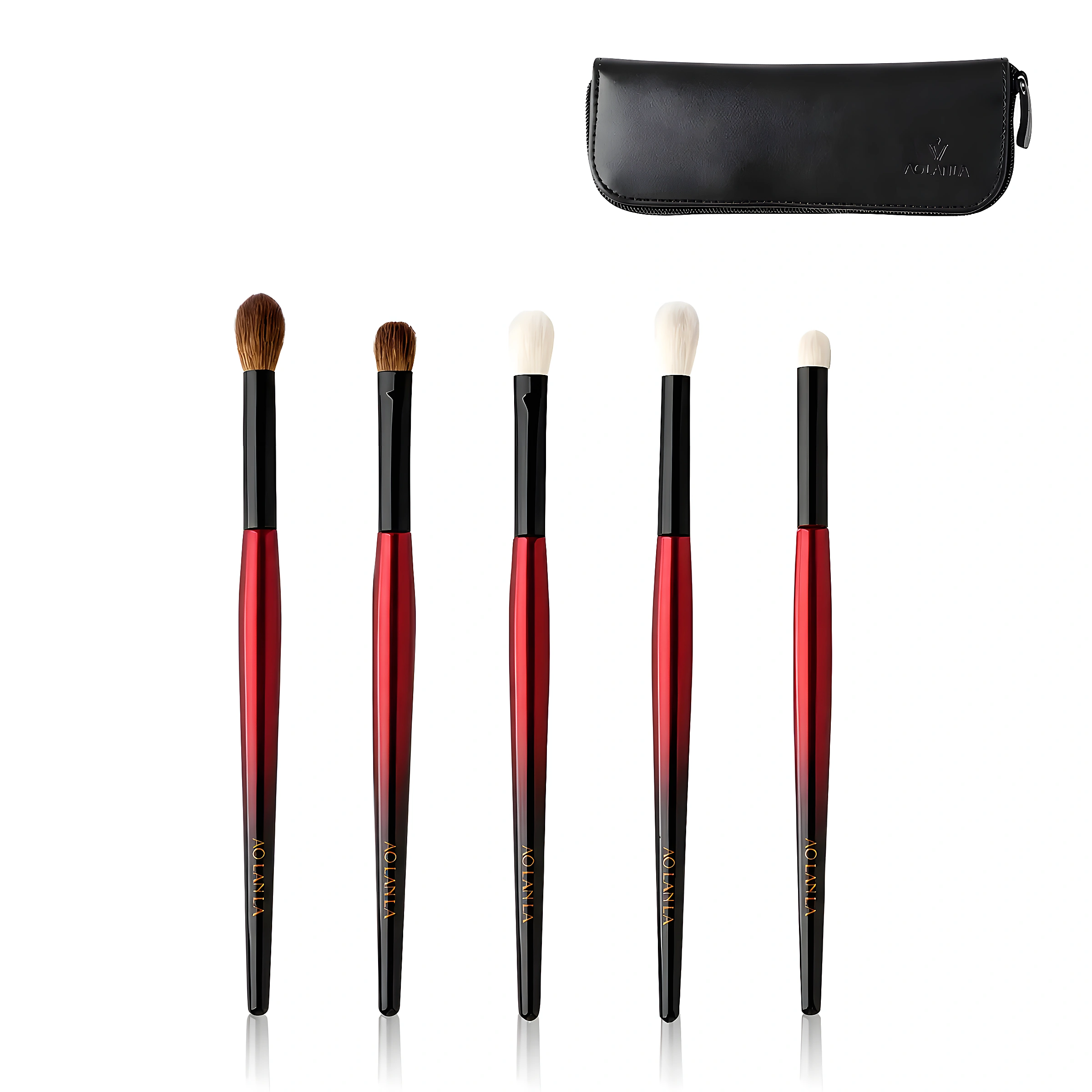 AOLANLA Red Night 5-piece eye brush set with pouch