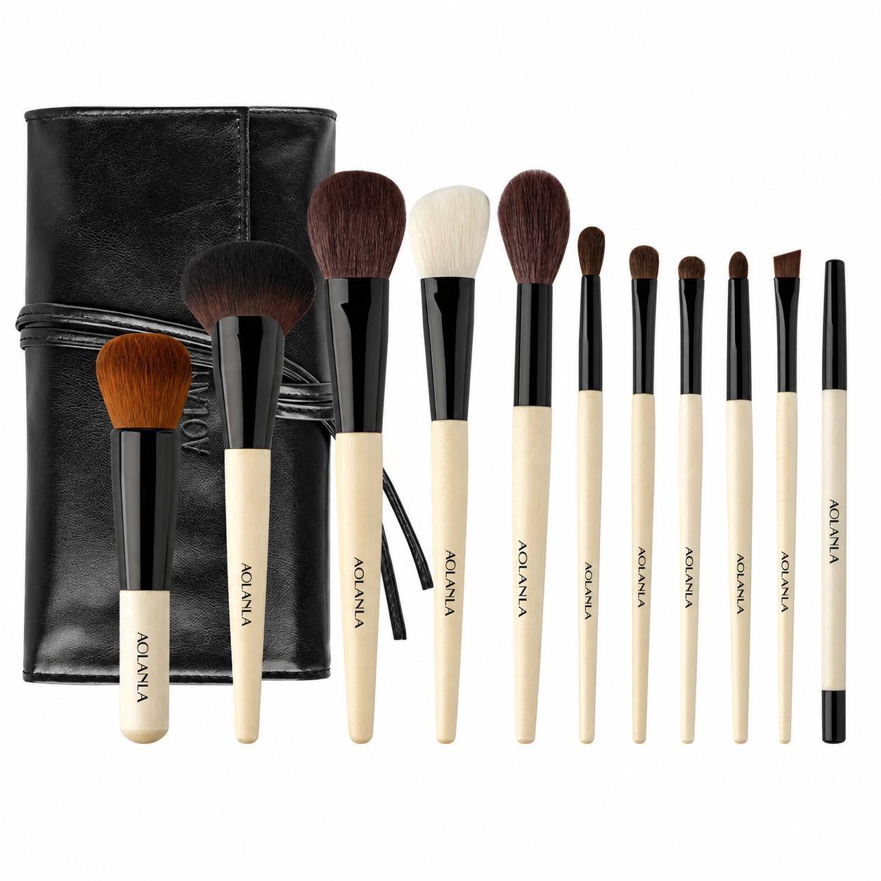 Signature eleven-piece brush set with roll pouch