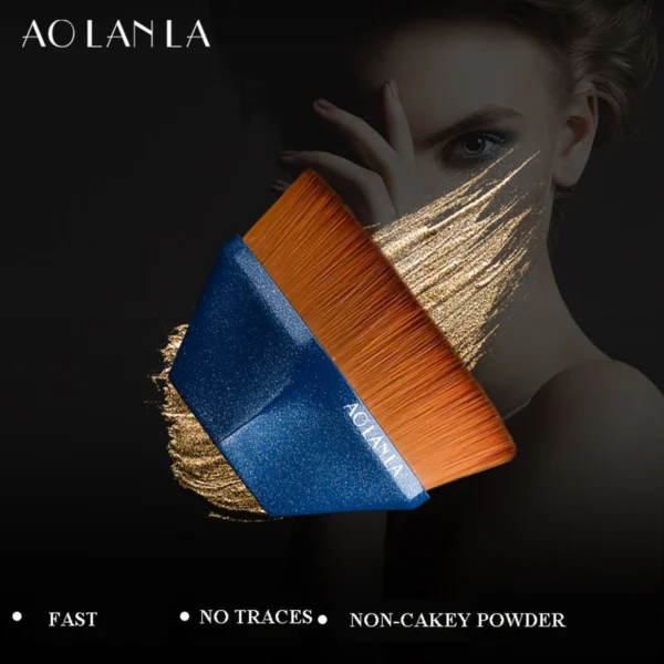 AOLANLA Dazzling Blue 55 flat foundation brush and cleanser