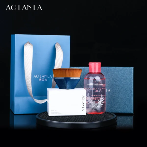 AOLANLA Dazzling Blue 55 flat foundation brush and cleanser