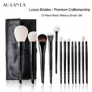AOLANLA Black 13-piece makeup brush set with premium bristles
