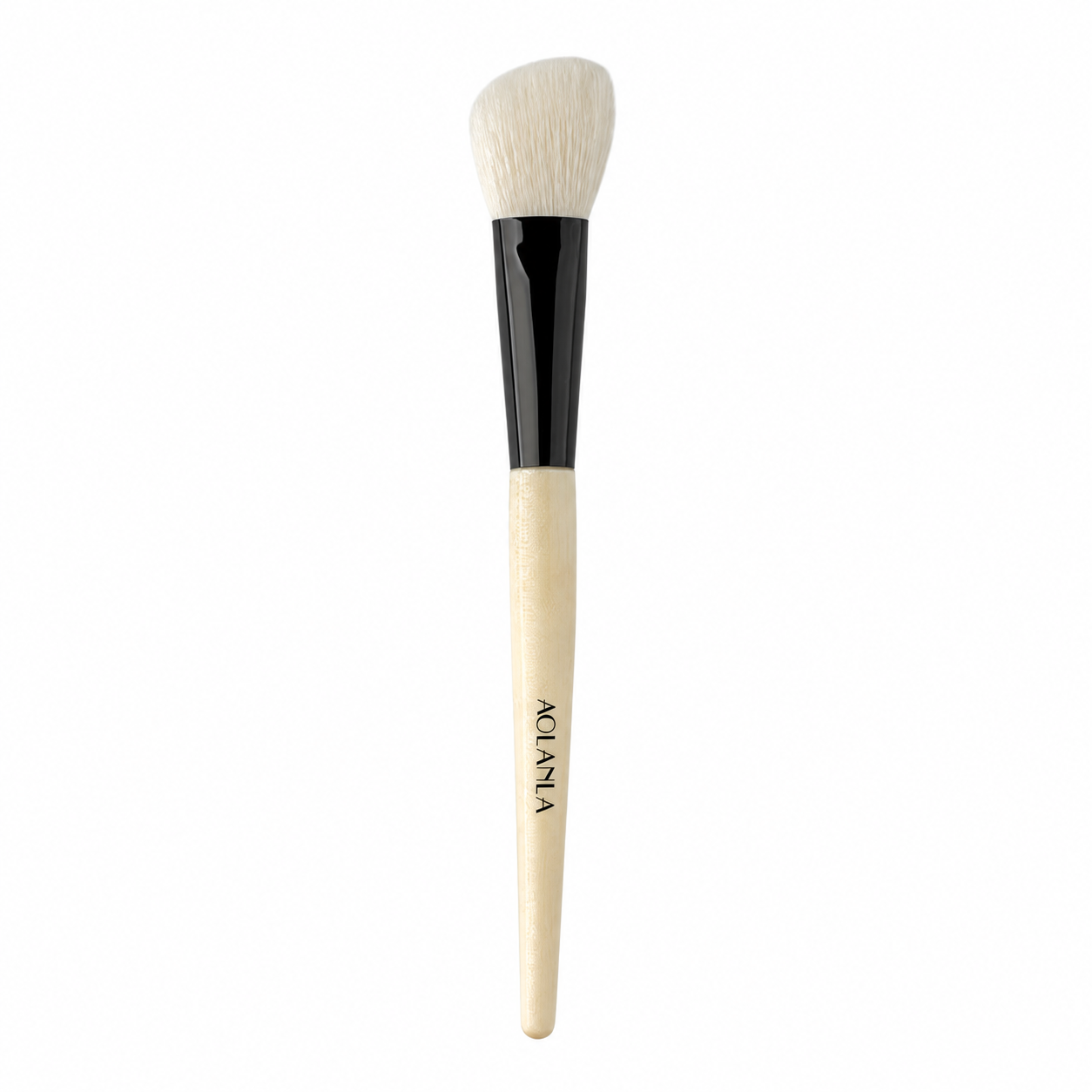 Angled blush brush with fine-tip goat hair on white