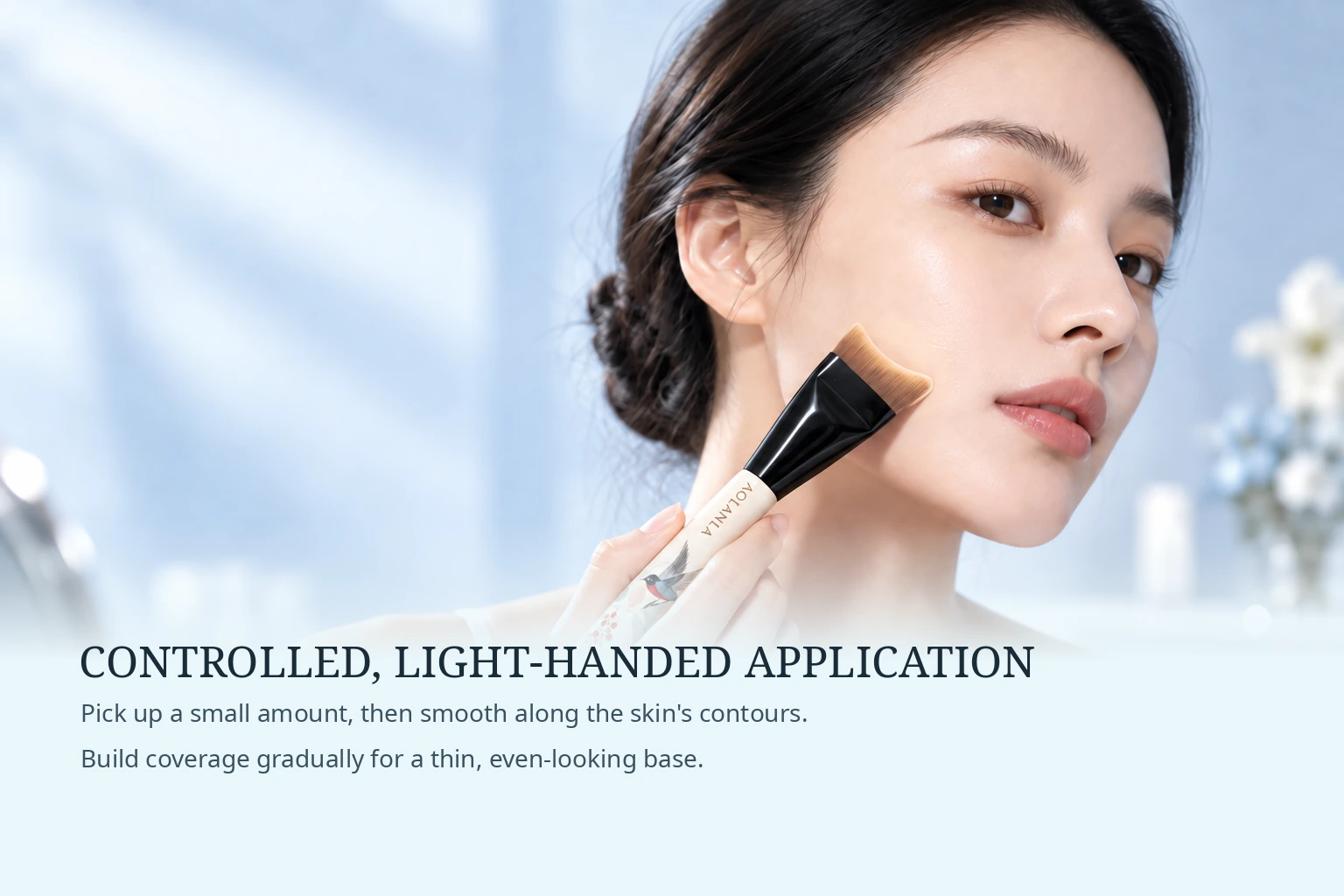 Light-handed application with the AOLANLA Flower and Bird fishtail brush