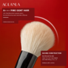 Close-up of an AOLANLA vermilion mini brush showing fine goat hair and a reinforced black ferrule with English feature text