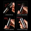 Four steps showing how to retract and cap the AOLANLA powder brush