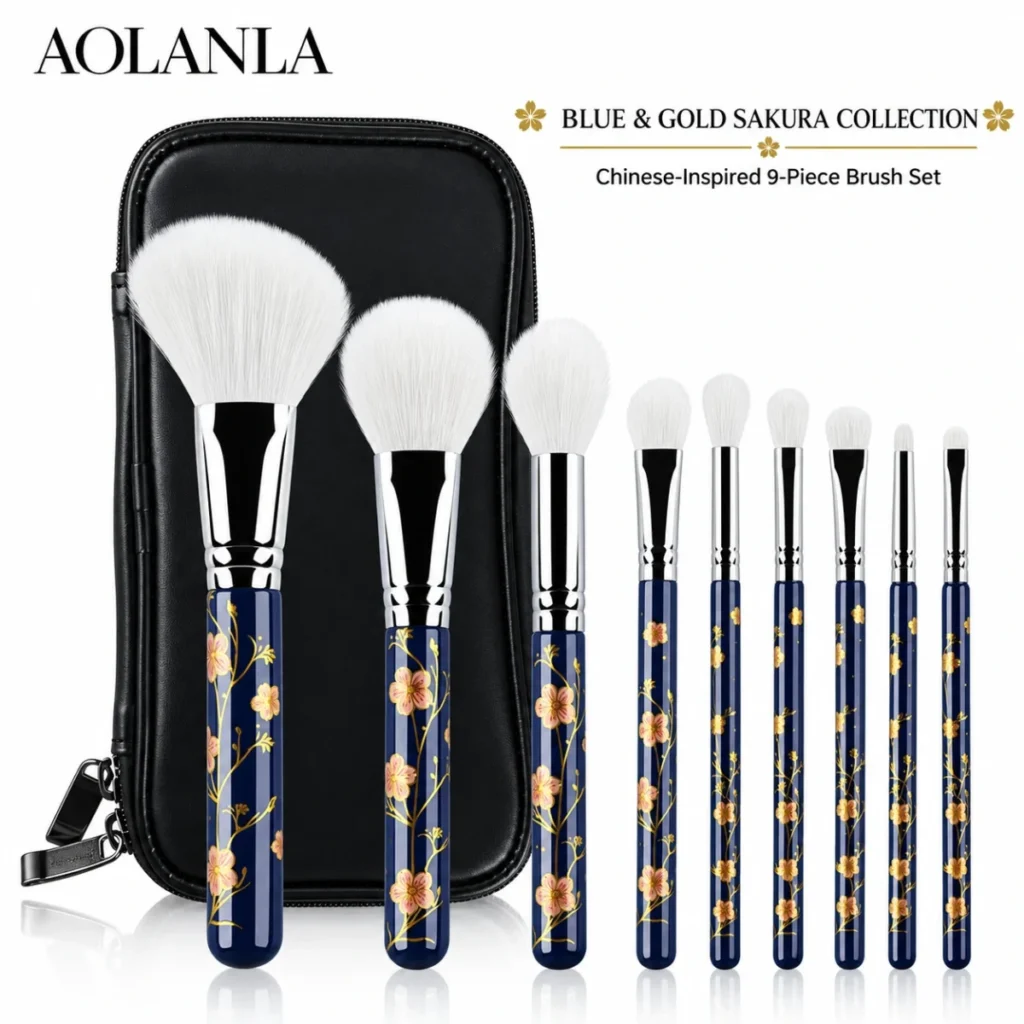 Blue Sakura 9-Piece Brush Set