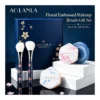 AOLANLA Sakura Makeup Brush & Puff Set – 2 Animal Hair Blush & Powder Brushes, 2 Dual-Use Makeup Puffs with Storage Case