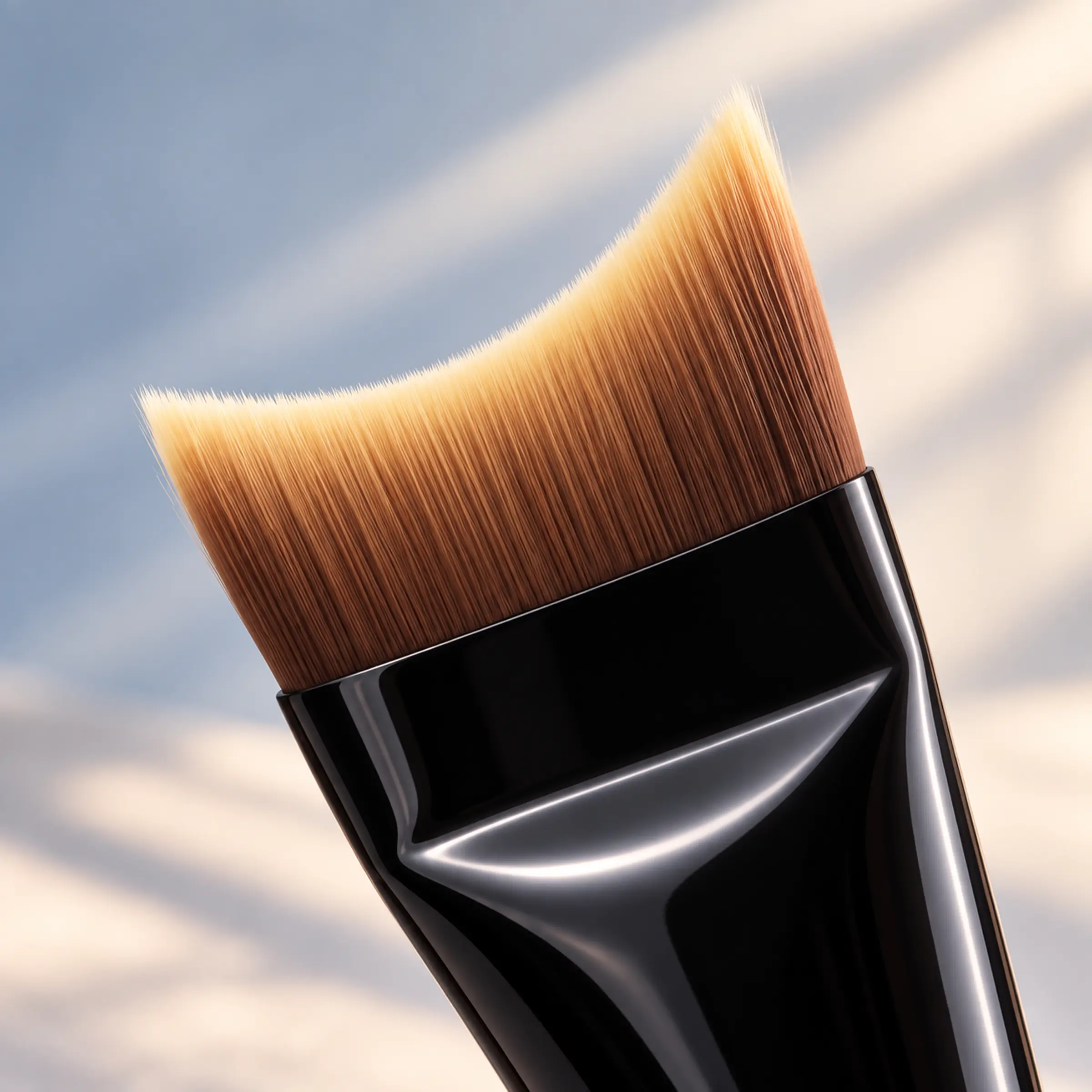 Close view of the AOLANLA fishtail foundation brush concave edge