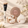AOLANLA Flower and Bird base makeup set with one fishtail foundation brush, two makeup puffs and one storage case