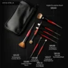 AOLANLA Red Night Makeup Brush Sets – Natural Hair Brushes with Pouch
