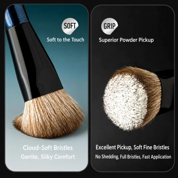 AOLANLA 8-Piece Blue-Dyed Makeup Brush Set with Animal Hair Blush, Powder, Setting, Contour & Eyeshadow Brushes and Brush Bag