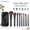 AOLANLA  Grey Squirrel Hair 9-Piece Makeup Brush Set with Brush Bag
