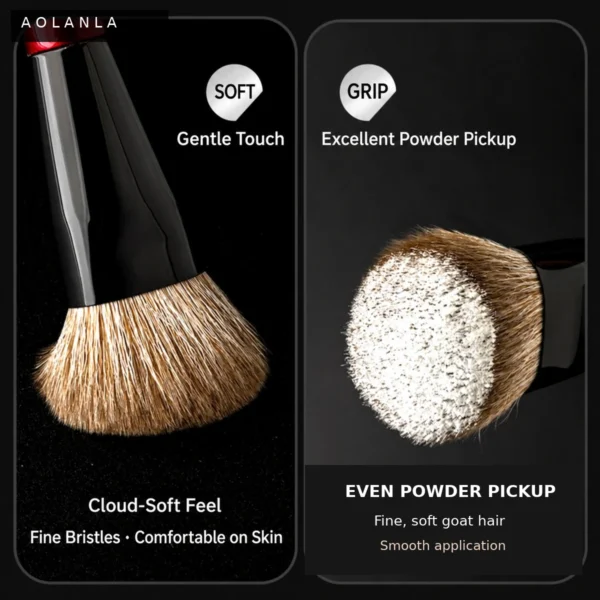 AOLANLA Red Night Makeup Brush Sets – Natural Hair Brushes with Pouch