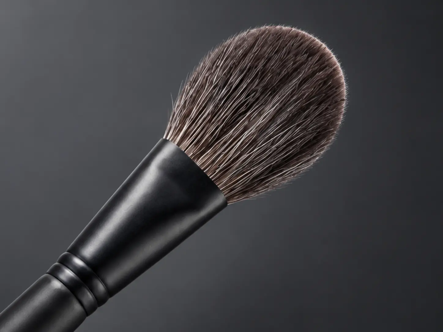 AOLANLA G5545 rounded natural-hair blush brush at rest on cool graphite