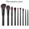 Nine purposeful AOLANLA Grey Squirrel makeup brush shapes for face, eye and detail work