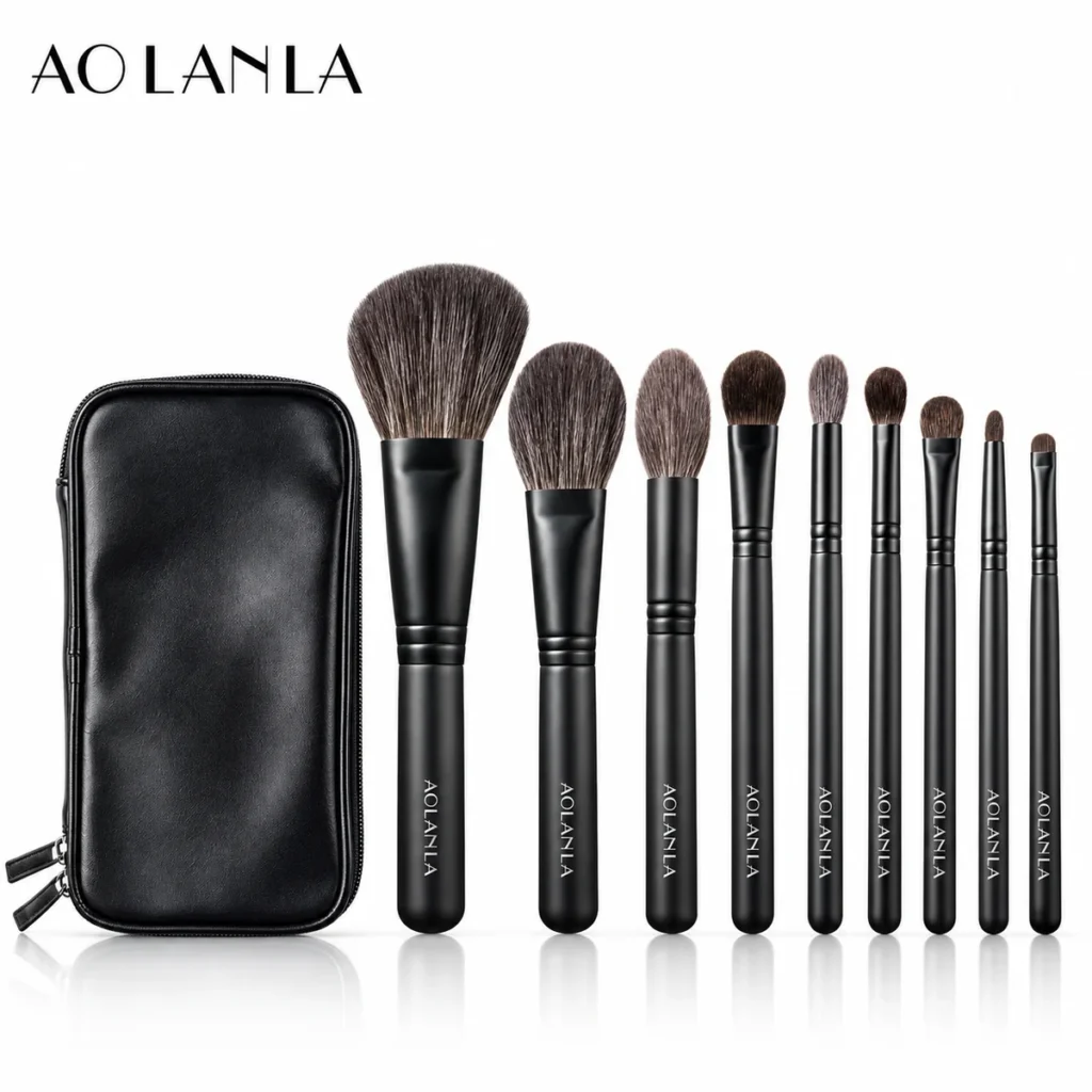 AOLANLA Squirrel Hair 9-Piece Brush Set