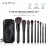 AOLANLA  Grey Squirrel Hair 9-Piece Makeup Brush Set with Brush Bag