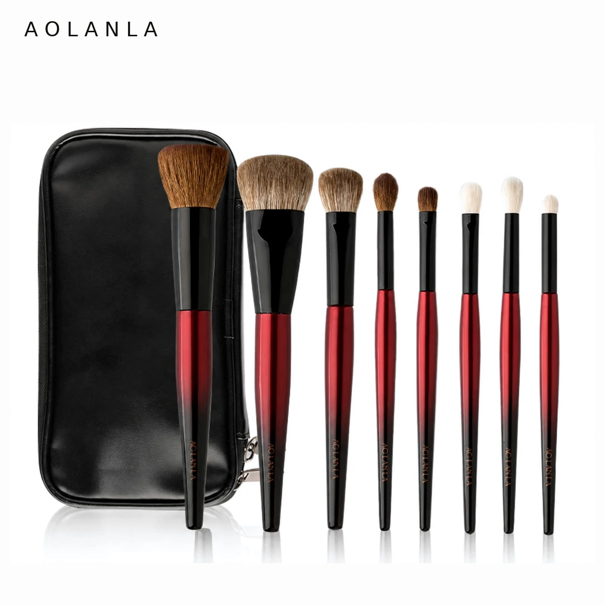 AOLANLA Red Night custom brush set with coordinated handles and storage case