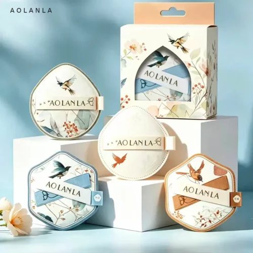 AOLANLA Floral Garden 4-Piece Makeup Puff Set with 2 Storage Cases