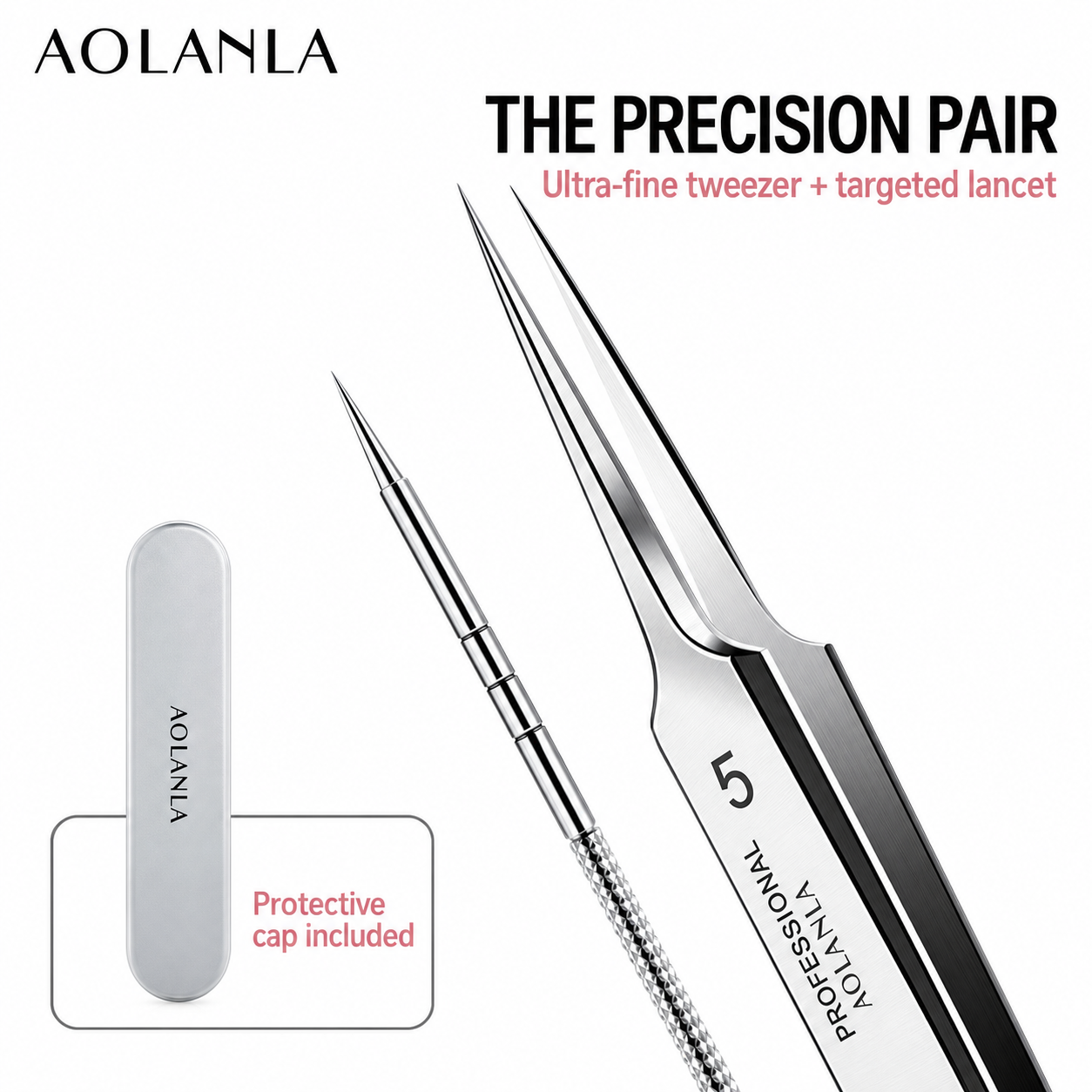 AOLANLA No. 5 Precision Blackhead Tweezer Set